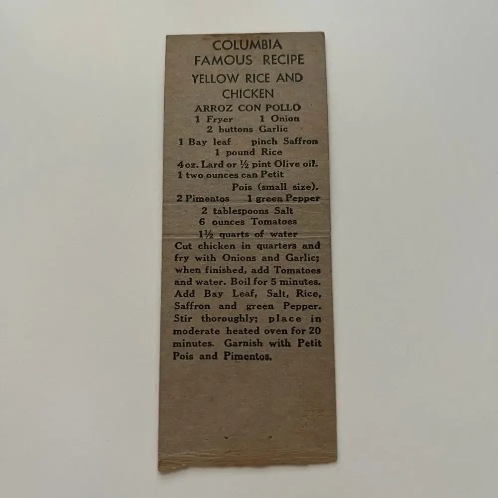Columbia Gem Of Spanish Restaurants Tampa FL Vintage Matchbook Cover STK2-ZM1-4 - Picture 2 of 2